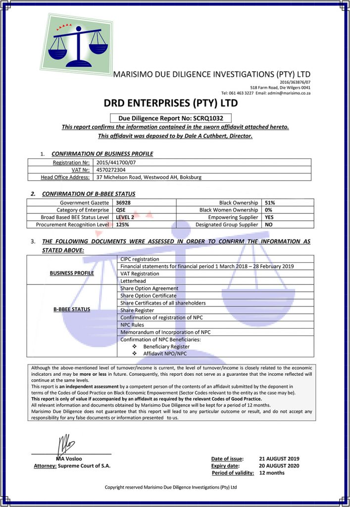 SCRQ1032DRDENTERPRISESPTYLTD DRD Enterprises
